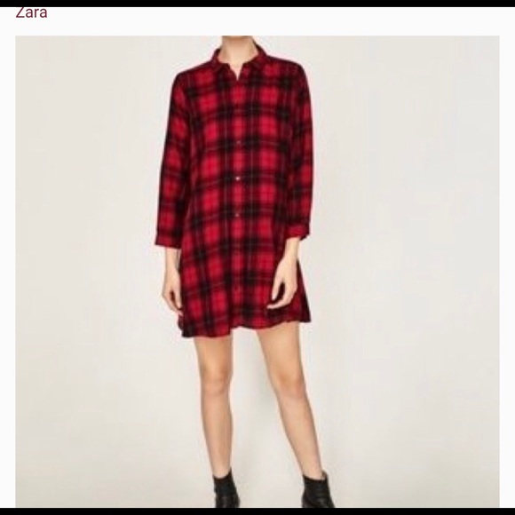 zara red tartan dress